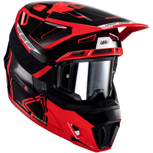 Casque de Motocross 7.5 V24 avec Lunettes Rouge/Noir incliné de gauche