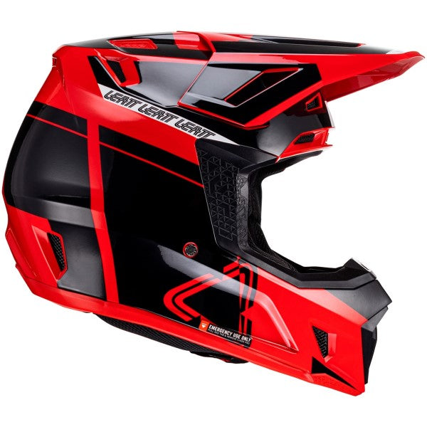 Casque de Motocross 7.5 V24 avec Lunettes Rouge/Noir de gauche