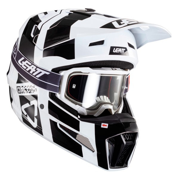 Casque de Motocross 3.5 V24 avec Lunettes Blanc/Noir de gauche