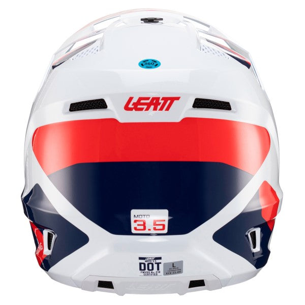 Casque de Motocross 3.5 V24 avec Lunettes Bleu/Blanc/Rouge de dos