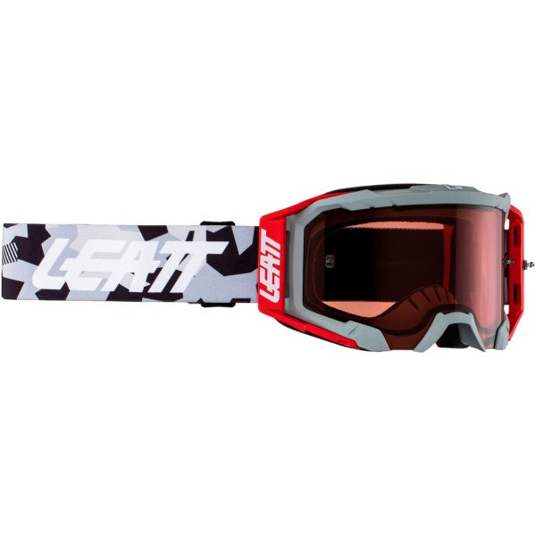 Lunette de Motocross Velocity 5.5 Gris/Rouge de face