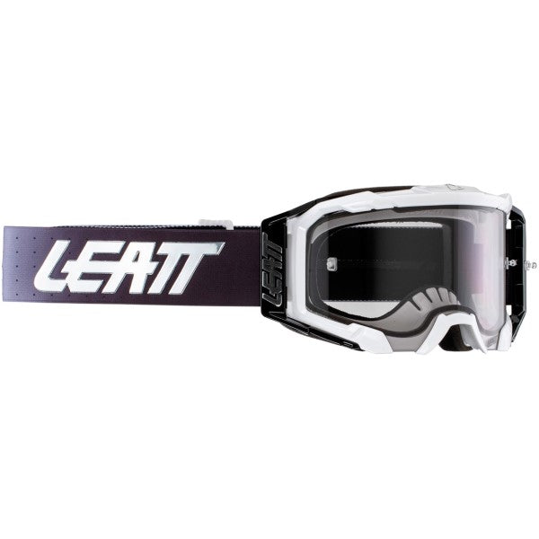 Lunette de Motocross Velocity 5.5 Blanc/Noir de face