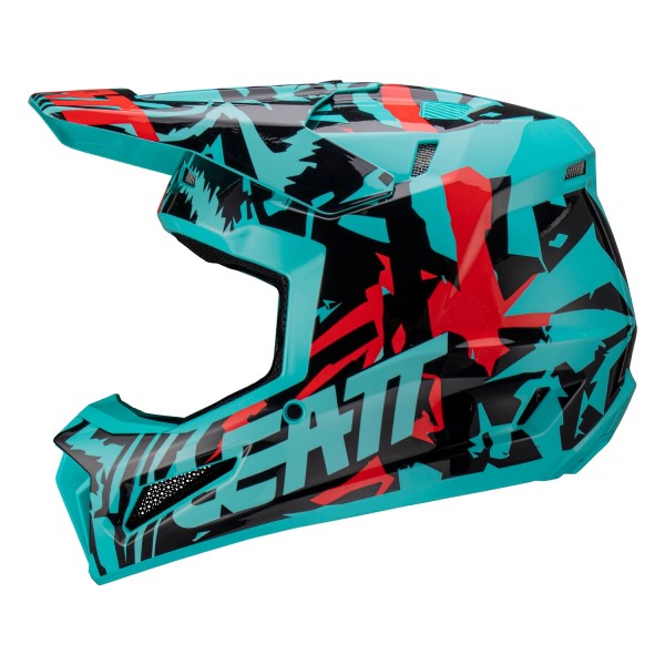 Casque de Motocross Leatt 3.5 Junior Noir/Bleu Gauche