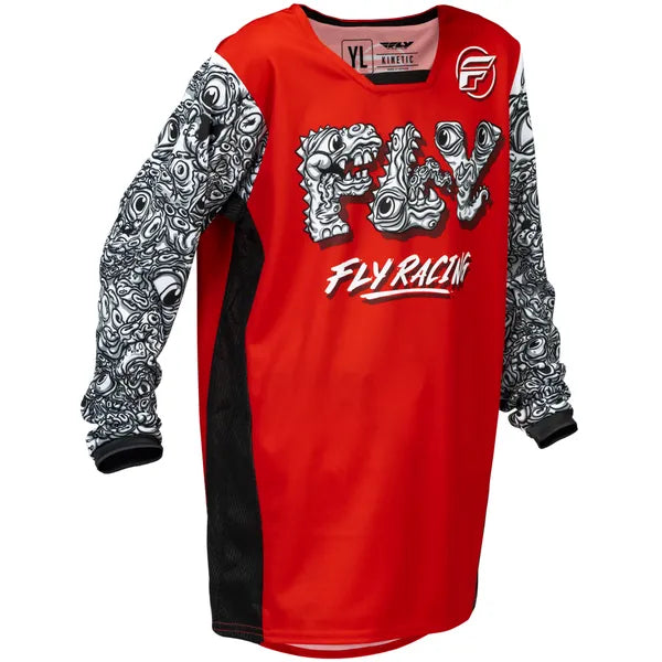 Chandail de Motocross Kinetic Mutant Junior/Fly/rouge noir, de face