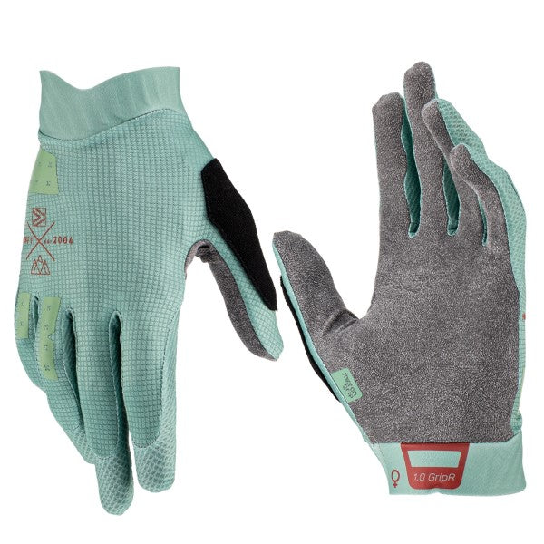 Gants de Motocross Mtb 1.0 Leatt Vert et gris, le côté face et arrière