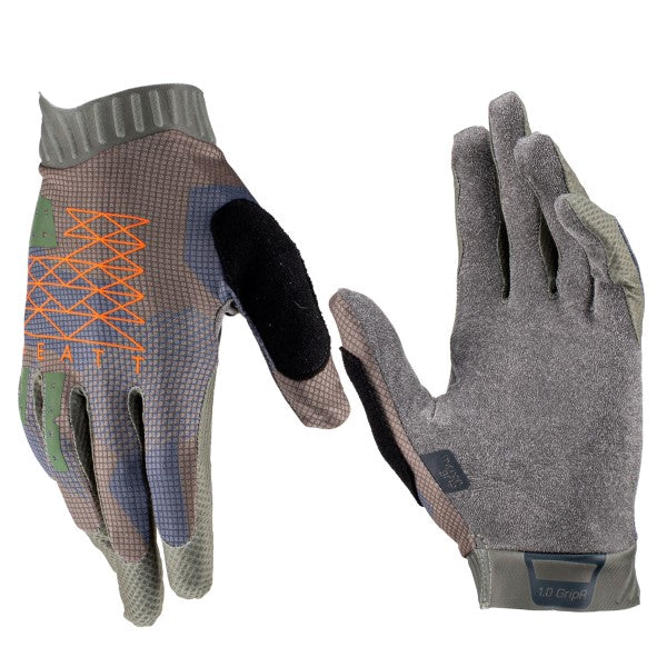 Gants de Motocross Mtb 1.0 | Gris et orange, le côté face et arrière