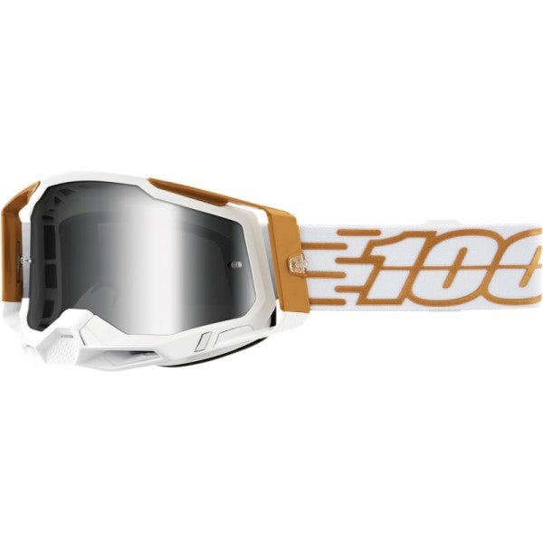 Lunettes de Motocross Racecraft 2 à Lentille Miroir Blanc/Or