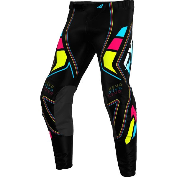 Pantalon de Motocross Revo Velocity Noir/Multicolore de face