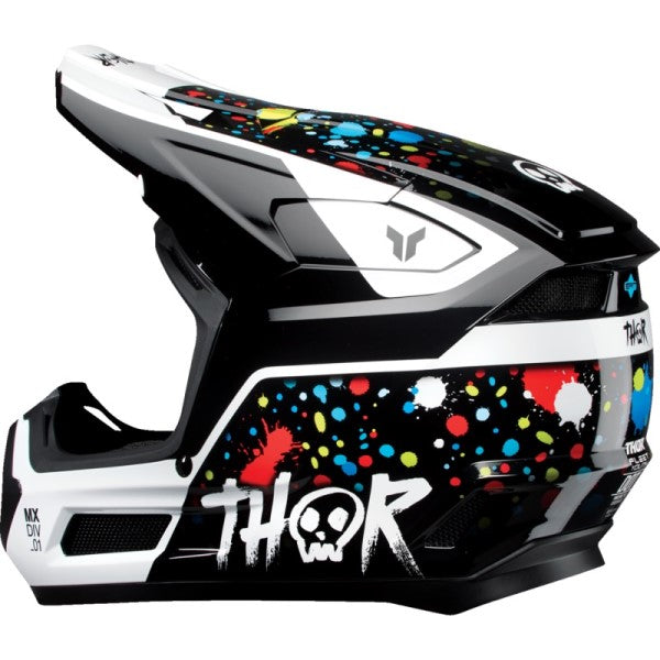 Casque de Motocross Fleet Splat Junior Noir/Multicolore incliné de dos