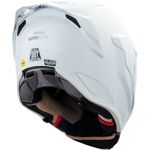 Casque Intégral de Moto Ultraflite Blanc, de dos