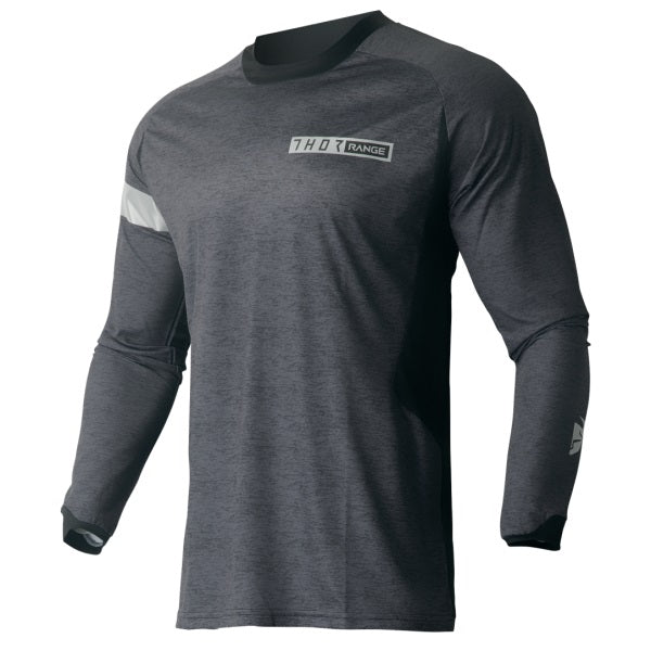 Chandail de Motocross Range Noir/Gris incliné de face