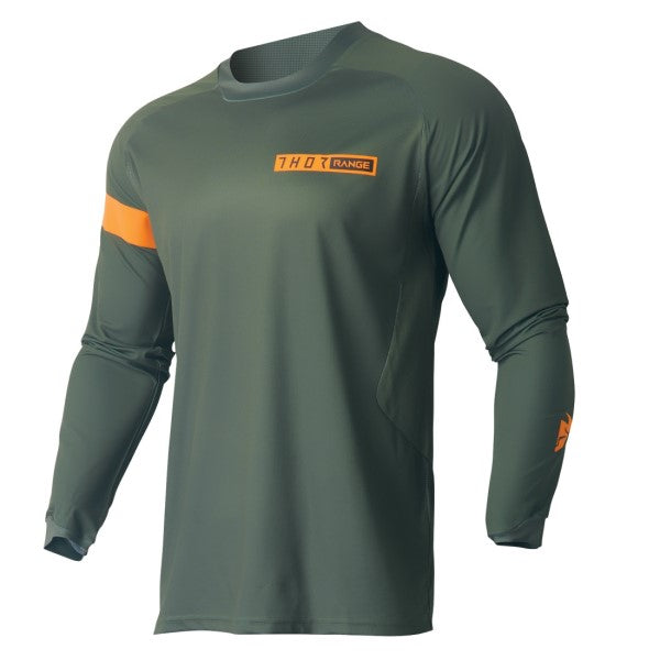 Chandail de Motocross Range Vert/Orange incliné de face