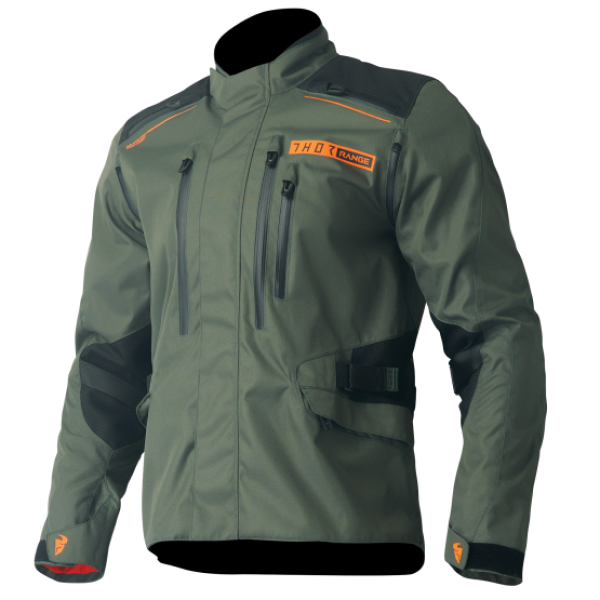 Manteau Enduro Range vert orange, de face