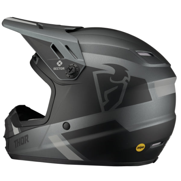 Casque Sector Split Junior noir carbone, côté gauche