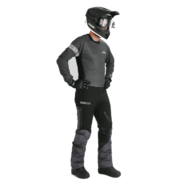 Pantalon de Motocross Range noir gris, côté droit