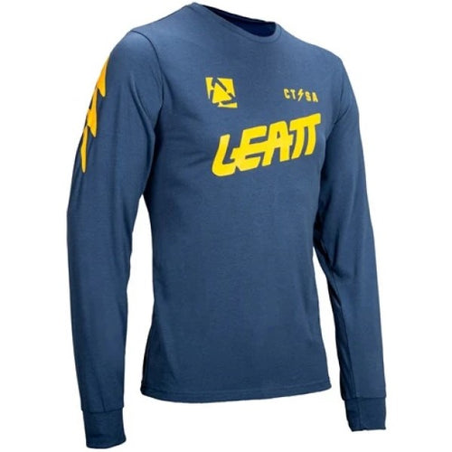  Chandail Long Core Bleu/Jaune de face