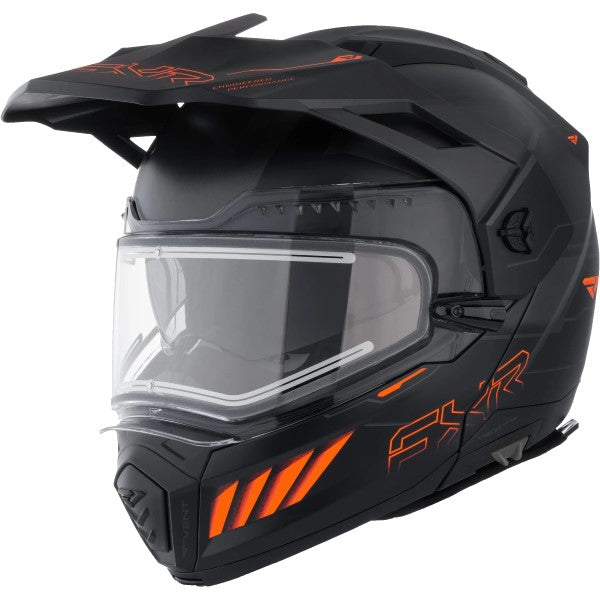 Casque Modulaire de Motoneige Maverick X Pro Visière Électrique FXR noir et orange