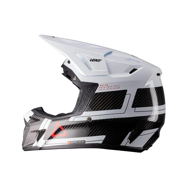 Casque de Motocross 9.5 V26 Carbone Lunette Incluse Blanc, côté gauche