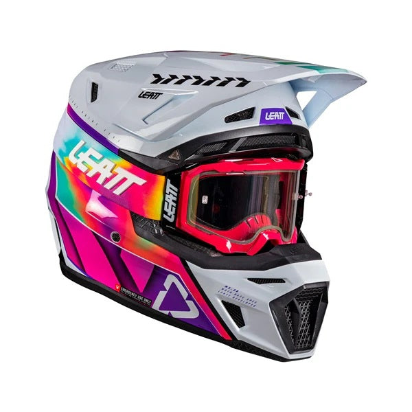 Casque de Motocross 8.5 V26 Lunette Incluse Rose/Gris, côté droit