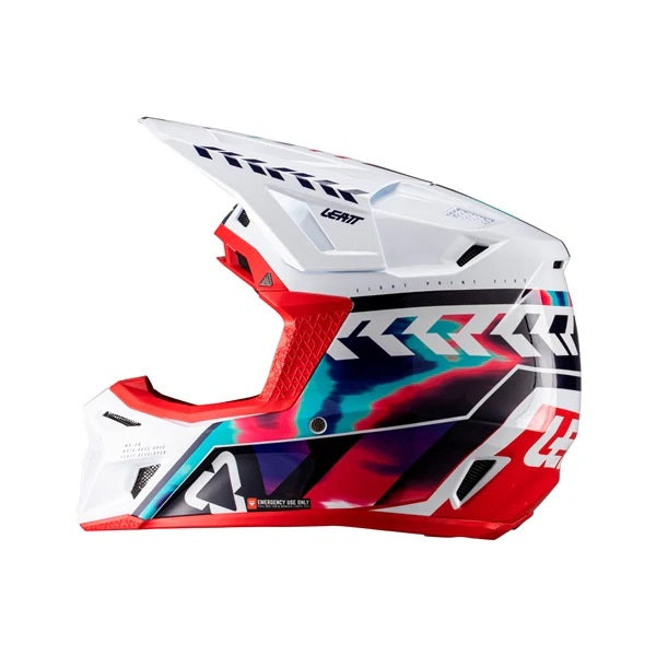 Casque de Motocross 8.5 V26 Lunette Incluse Bleu/Rouge, côté gauche