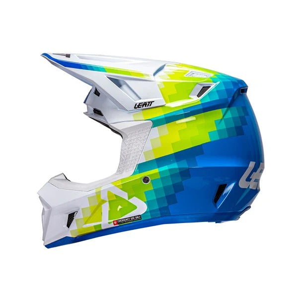 Casque de Motocross 7.5 V26 Lunette Incluse Bleu/vert, côté gauche