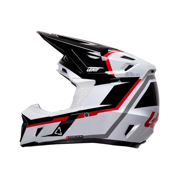 Casque de Motocross 7.5 V26 Lunette Incluse Blanc/Rouge, côté gauche