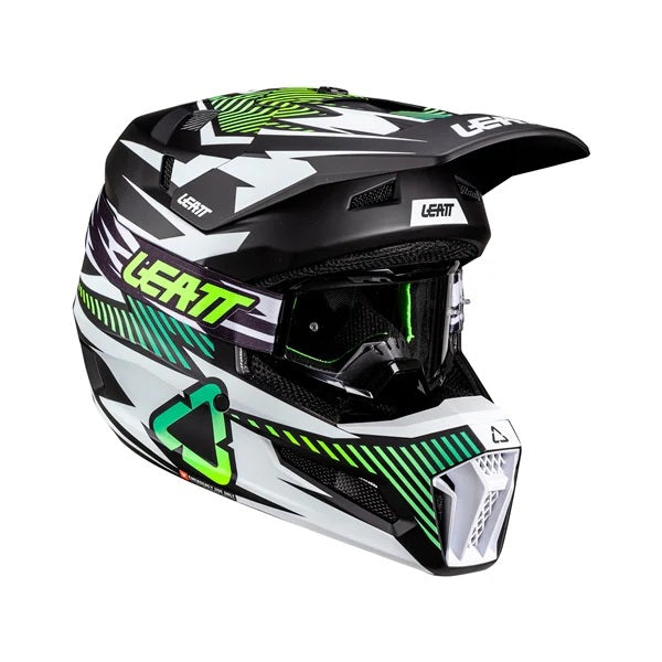 Casque de Motocross 3.5 V26 Lunette Incluse Noir/Vert, côté droit