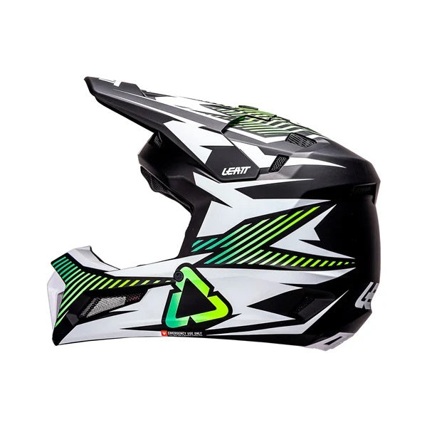 Casque de Motocross 3.5 V26 Lunette Incluse Noir/vert, côté gauche