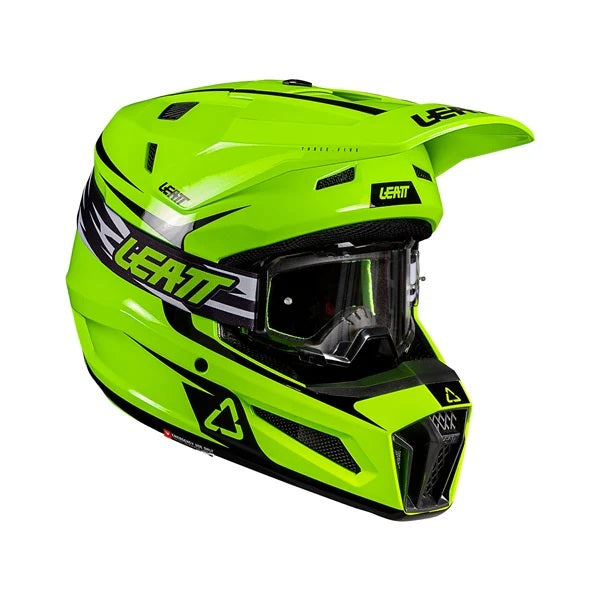 Casque de Motocross hors-route 3.5 Junior V26 - Lunette incluse Leatt haute visibilité, vue 3/4