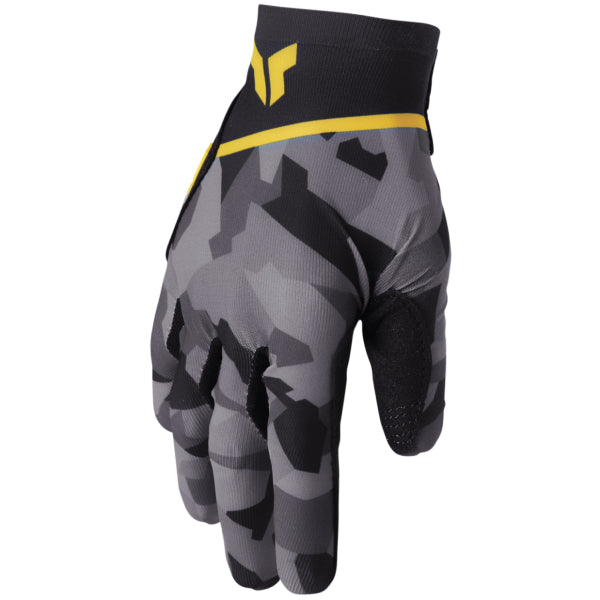 Gants de Motocross Sportmode Femme Thor gris et jaune, dessus