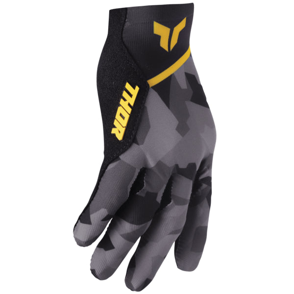 Gants de Motocross Sportmode Femme Thor gris et jaune, tranche
