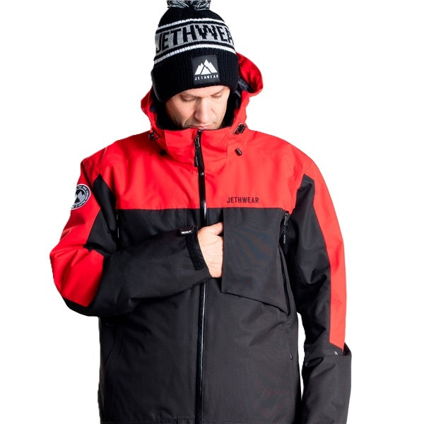Manteau de Motoneige Venture SAFE/Noir/rouge/de face/Jethwear