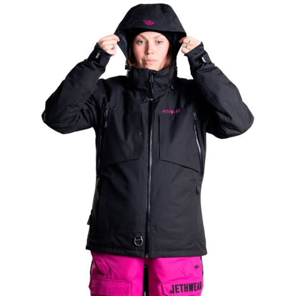 Manteau de Motoneige Venture SAFE/Noir/rose/de face/Jethwear