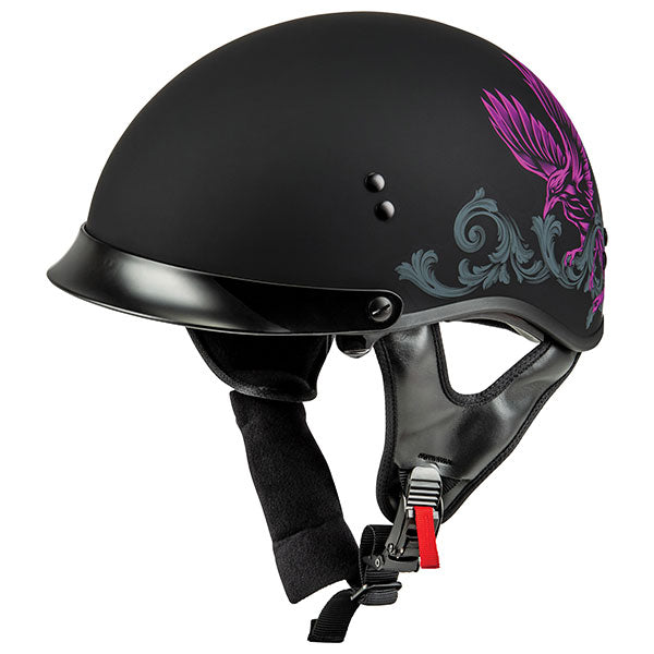 Casque Ouvert de Moto HH-65 Corvus Noir/Mauve de droite