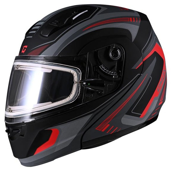Casque Modulaire de Motoneige MD04 Ambition Rouge/Gris