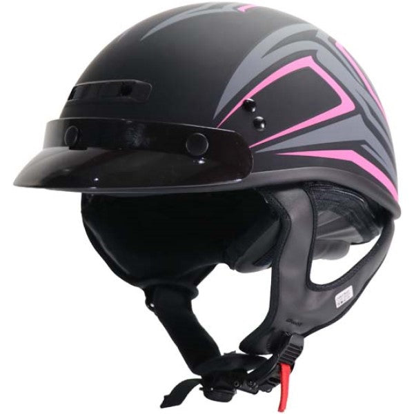 Casque Ouvert de Moto HH35 Derk Noir/Rose de droite