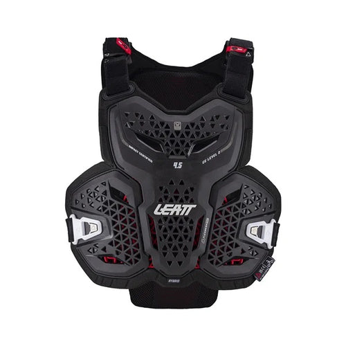 Plastron de Motocross 4.5 Hybrid Laett Noir, de face 