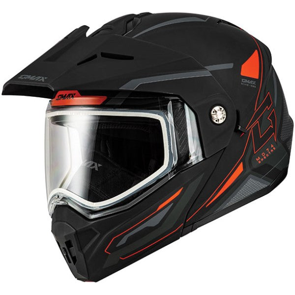 Casque Modulaire de Motoneige MD74 Lentille Double Noir/Rouge de droite