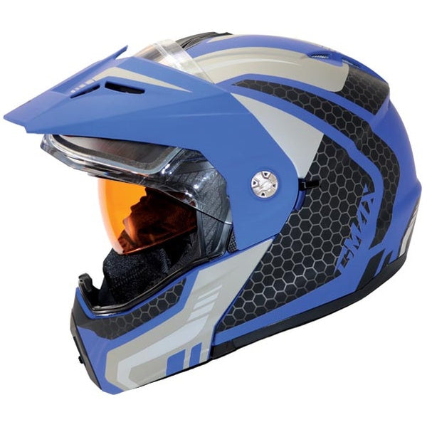 Casque Modulaire Intégral de Motoneige GMAX MD74 Lancer Bleu/Gris, côté gauche