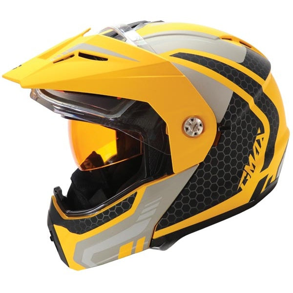 Casque Modulaire Intégral de Motoneige GMAX MD74 Lancer Jaune/Gris, côté gauche