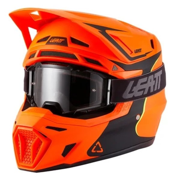 Casque de Motocross 8.5 V27 - Lunette incluse/Leatt; orange noir , de profil