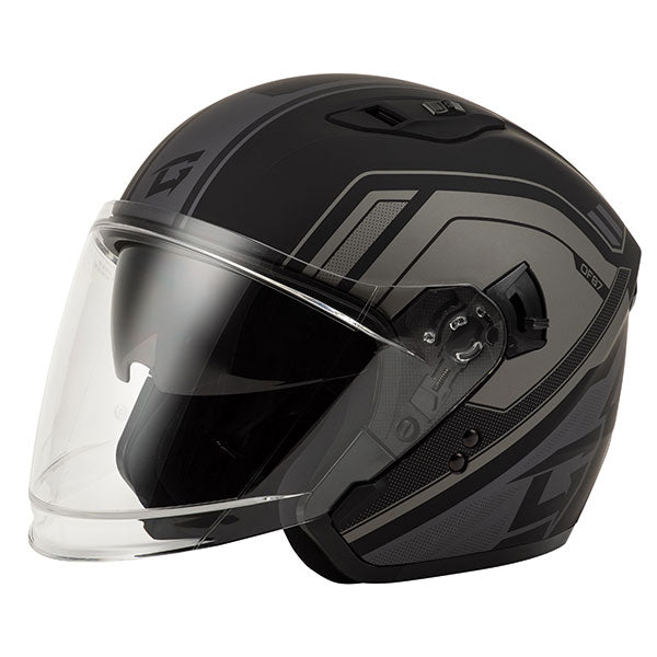 Casque Ouvert de Moto OF-87 Duke Noir/Argent