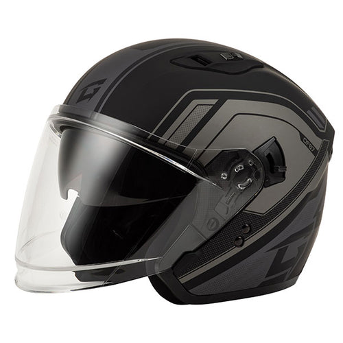 Casque Ouvert de Moto OF-87 Duke Noir/Argent