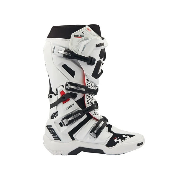 Bottes de Motocross 5.5 Flexlock Evo/Leatt; Blanc, coté droit