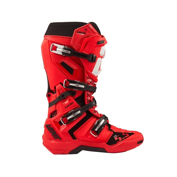 Bottes de Motocross 5.5 Flexlock Evo/Leatt; Rouge, coté droit
