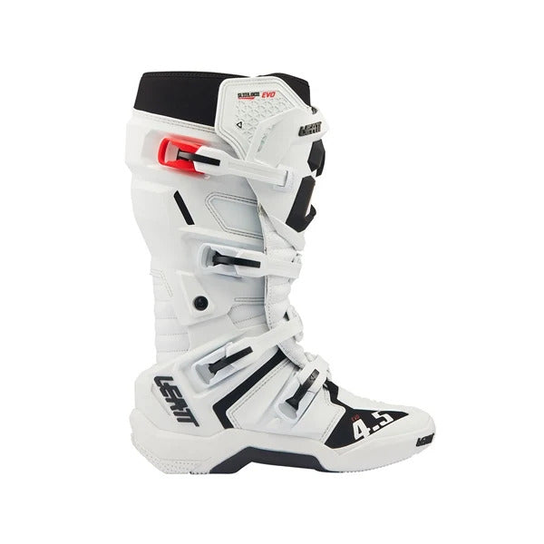 Bottes de Motocross 4.5 Evo/Leatt, blanc, coté droit