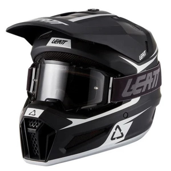 Casque de Motocross hors-route 3.5 Junior - Lunette incluse/Leatt/noir, de profil