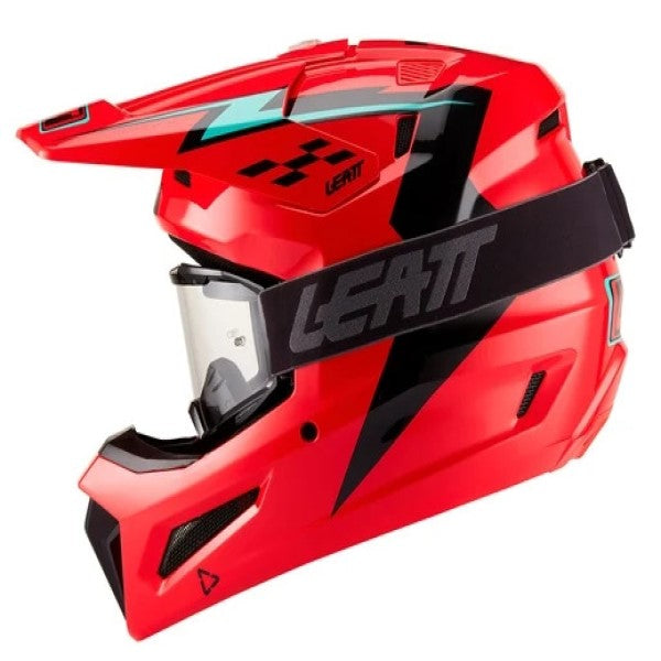 Casque de Motocross hors-route 3.5 Junior - Lunette incluse/Leatt/rouge, coté gauche