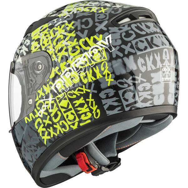 Casque Intégral de Moto RR519Y Scrawl Junior Gris/Vert côté arrière