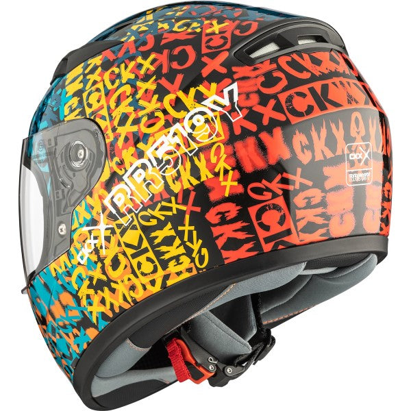 Casque Intégral de Moto RR519Y Scrawl Junior Rouge/Multicolore côté arrière